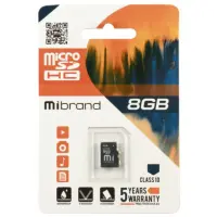 Карта пам\'яті Micro SD 8Gb Mibrand Class 6 Карта пам\'яті Micro SD 8Gb Mibrand Class 6