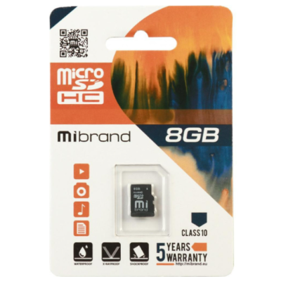 Карта памяти Micro SD 8Gb Mibrand Class 6