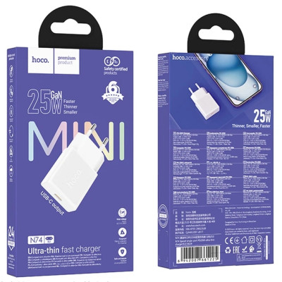 Мережевий зарядний пристрій Hoco N74 PD25W White, Білий