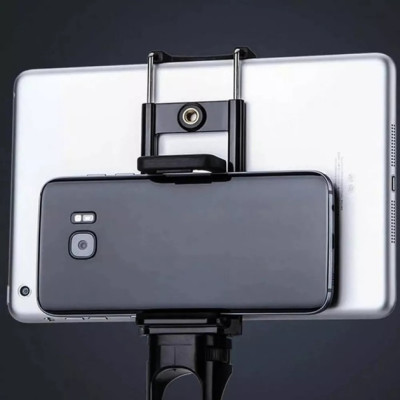 Універсальний кріплення Tablet Clamp для двох пристроїв, мобільного телефону та планшета на штатив Чорний
