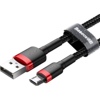 Кабель Baseus Cafule microUSB 1м Чорно-червоний