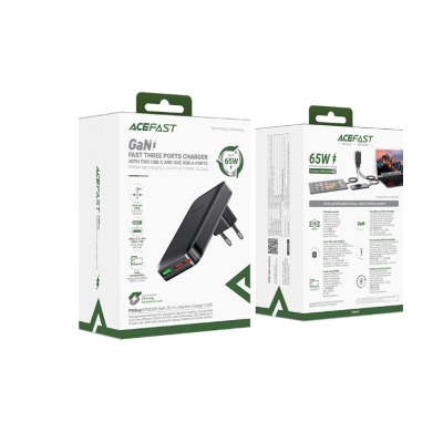Сетевое зарядное устройство ACEFAST A100 GaN PD65W 2USB-C+USB-A Сетевое зарядное устройство ACEFAST A100 GaN PD65W 2USB-C+USB-A