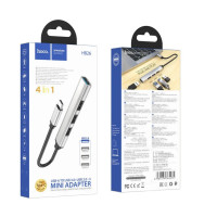 USB хаб Hoco HB26 Type-C 4in1 Срібний USB хаб Hoco HB26 Type-C 4in1 Срібний