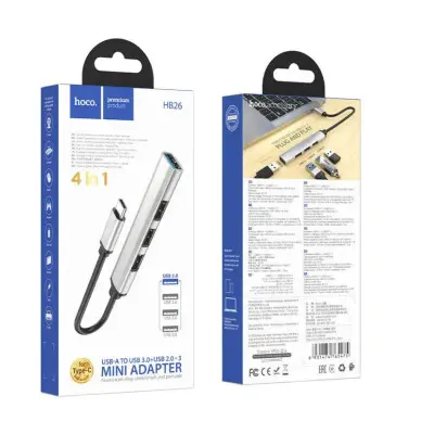 USB хаб Hoco HB26 Type-C 4in1 Серебряный