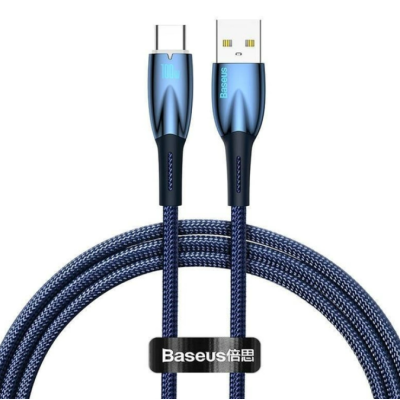 Кабель дата Baseus Glimmer USB Type A - Type-C 100W 1м Синій
