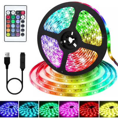 Світлодіодна стрічка RGB 5050 5м, пульт / Розумна стрічка для фонового підсвічування телевізора