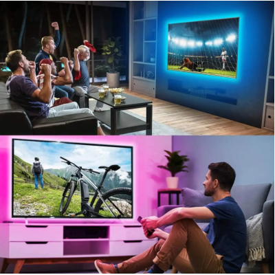 Світлодіодна стрічка RGB 5050 5м, пульт / Розумна стрічка для фонового підсвічування телевізора