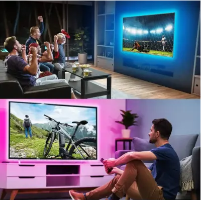 Світлодіодна стрічка RGB 5050 5м, пульт / Розумна стрічка для фонового підсвічування телевізора Світлодіодна стрічка RGB 5050 5м, пульт / Розумна стрічка для фонового підсвічування телевізора