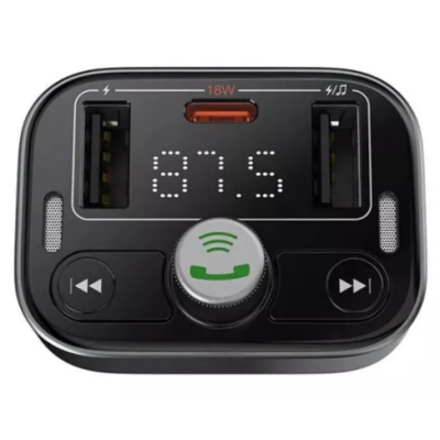 FM Трансмітер Baseus S-09 Pro 18W (USB/PD) Cluster Black, Чорний