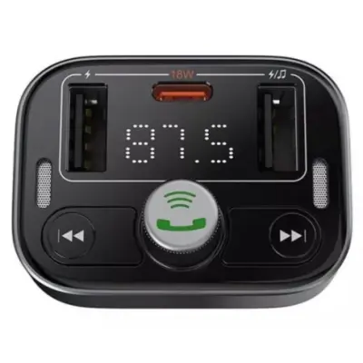 FM Трансмітер Baseus S-09 Pro 18W (USB/PD) Cluster Black, Чорний