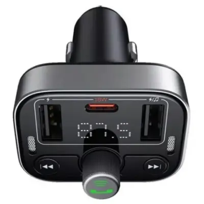 FM Трансмітер Baseus S-09 Pro 18W (USB/PD) Cluster Black, Чорний