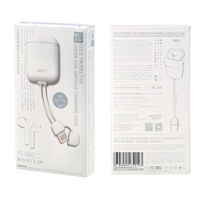 Чехол + кабель Remax для Airpods 2.1A Белый