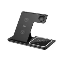 Беспроводное зарядное устройство XO WX023 3in1 15W Black, Чорний
