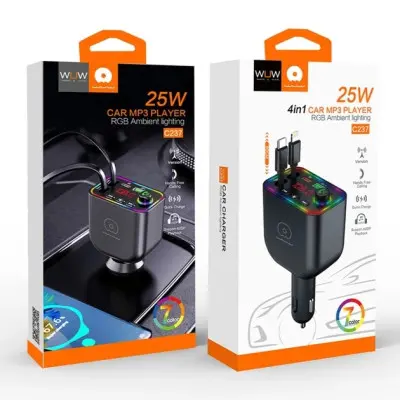 FM модулятор WUW C237 Black, Чёрный FM модулятор WUW C237 Black, Чёрный