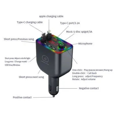 FM модулятор WUW C237 Black, Чёрный FM модулятор WUW C237 Black, Чёрный