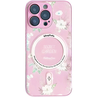 Чехол накладка Secret Garden with MagSafe iPhone 14 Pro Розовая