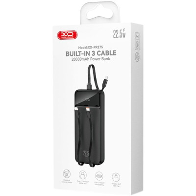 Универсальная мобильная батарея Повербанк XO PR275 22.5W PD 20000mAh Чёрный