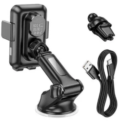 Автотримач Hoco HW9 з БЗП Black, Чорний