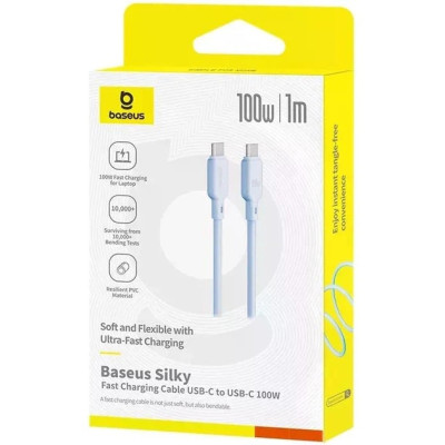 Кабель дата Baseus Silky Type-C to Type-C 100W 1.2м Синий