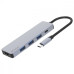 USB хаб Proove Iron Link 5 in 1 (3*USB3.0 + Tyce C + HDMI) Silver, Срібло