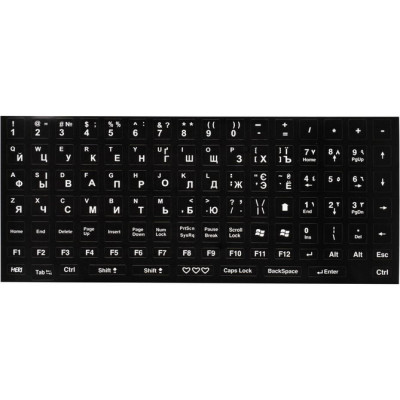 Наклейка для клавіатури ПК Ukr/Eng/Rus Black, Чорний