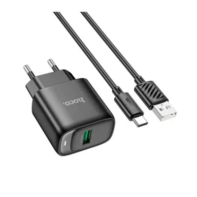 Сетевое зарядное устройство Hoco C140A 1USB/18W/QC 3.0 + Type-C Черный Сетевое зарядное устройство Hoco C140A 1USB/18W/QC 3.0 + Type-C Черный