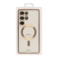 Чехол накладка Metal Matte MagSafe Samsung S24 Ultra (S928) Золотая