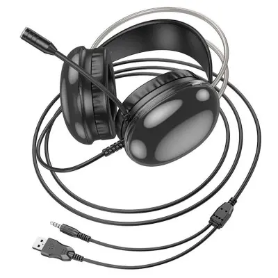 Накладні ігрові навушники-гарнітура з мікрофоном Hoco W109 Rich gaming headphones Black, Чорні