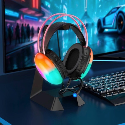 Накладні ігрові навушники-гарнітура з мікрофоном Hoco W109 Rich gaming headphones Black, Чорні