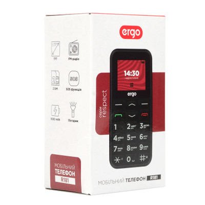 Мобільний телефон Ergo R181 Dual Sim Black, чорний