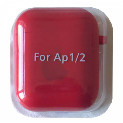 Чехол для наушников AirPods 1/2 Microfiber Logo Красный