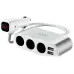 Автомобильное зарядное устройство Hoco Z13 2.1A+LCD 3 ports+2USB Silver, Серебряный