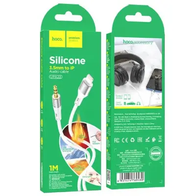 Кабель AUX Hoco UPA22 1м Белый (3.5 male to Lightning)