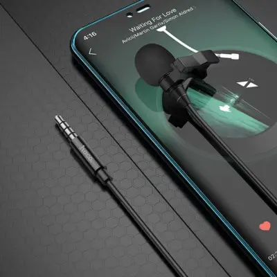 Микрофон петличный Hoco L14 3.5 2м Black, Чёрный