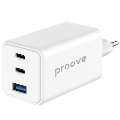 Сетевое зарядное устройство Proove Pocket GAN 65W (2Type-C+USB) White, Белый