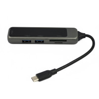 USB хаб H-388 5in1 Type-C на 3xUSB+ TF/SD Grey, Сірий