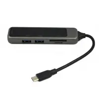 USB хаб H-388 5in1 Type-C на 3xUSB+ TF/SD Grey, Сірий