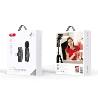 Бездротовий петличний мікрофон XO MKF08B Lightning Black, Чорний Бездротовий петличний мікрофон XO MKF08B Lightning Black, Чорний