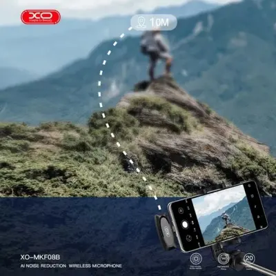 Бездротовий петличний мікрофон XO MKF08B Lightning Black, Чорний Бездротовий петличний мікрофон XO MKF08B Lightning Black, Чорний