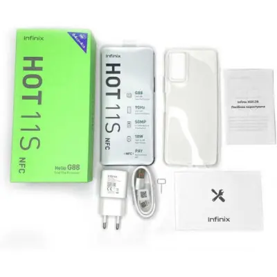 Смартфон Infinix Hot 11S NFC 4/64GB Green Wave, зеленый Смартфон Infinix Hot 11S NFC 4/64GB Green Wave, зеленый