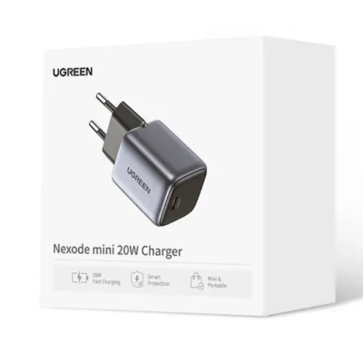 Сетевое зарядное устройство UGREEN CD318 Nexode Mini 20W PD Black, Чёрный