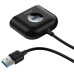 USB хаб Baseus Square Round (3USB+1USB 3.0) Black, Чорний