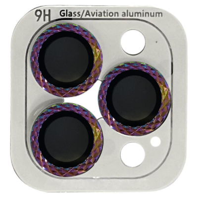 Защитное стекло на камеру Metal Shine iPhone 13 Pro/13 Pro Max Сиреневое (Rainbow)