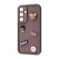 Чехол накладка Pretty Things Samsung A155 (A15) Коричневая/Медвеженок