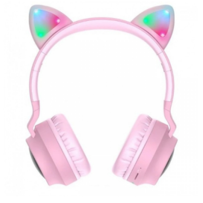 Беспроводные наушники Bluetooth Hoco W27 Cat Ear Wireless Headphones Pink, розовый