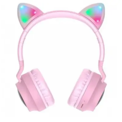 Беспроводные наушники Bluetooth Hoco W27 Cat Ear Wireless Headphones Pink, розовый