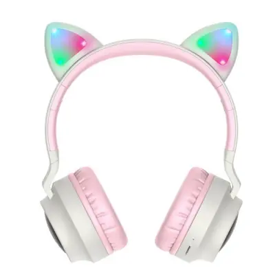 Беспроводные наушники Bluetooth Hoco W27 Cat Ear Wireless Headphones Pink-Grey, розово-серый Беспроводные наушники Bluetooth Hoco W27 Cat Ear Wireless Headphones Pink-Grey, розово-серый
