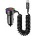 Автомобільний зарядний пристрій Usams C33 (US-CC167) USB-A/USB-C PD.3.0 60W 3A + вбудований кабель Type-C Black, Чорний