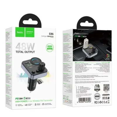 FM Трансмітер Hoco E86  MP3 Black, Чорний