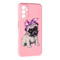 Чехол накладка Art Samsung M236 (M23) Розовая /Собака